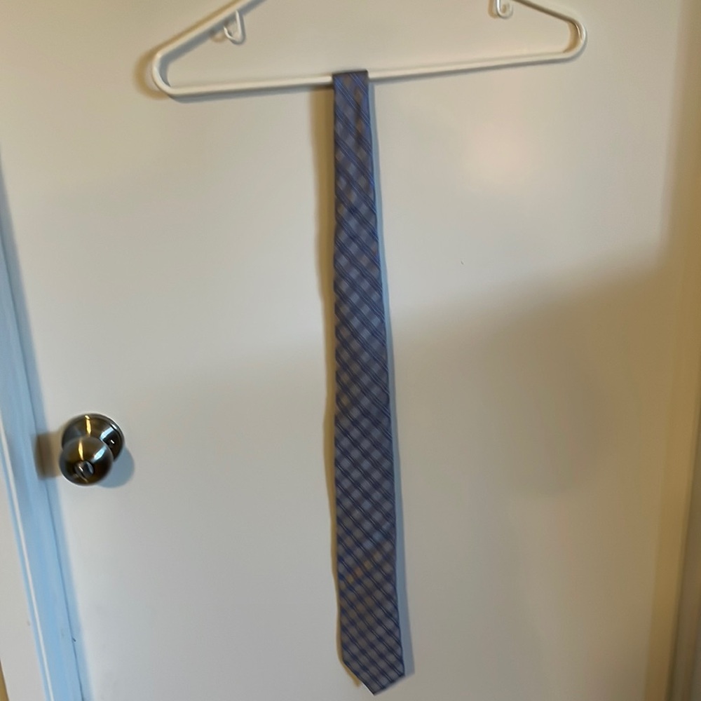 Blue and grey tie